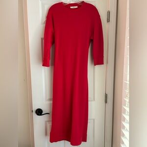 Tibi Red Open Back Sweatshirt Dress